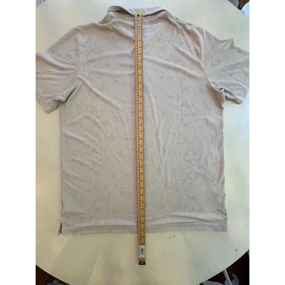 TravisMathew Mens XXL Beige Marble Print Short Sleeve Golf Polo Shirt‎ Tan
